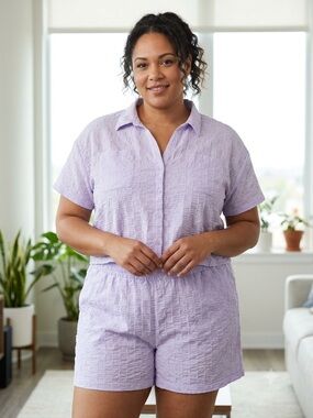 New In Lavender Seersucker Short Set